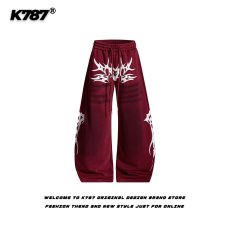 批发美式复古辣妹爵士舞jazz直筒垂感<b class='q'>运动</b>裤宽松百搭跳舞hiphop<b class='q'>休闲裤</b>