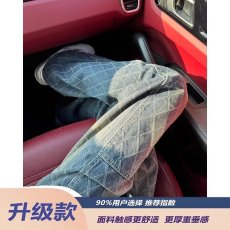 批发<b class='q'>设计</b>感菱形格子提花直筒牛仔裤美式高街vibe裤子cleanfit弯刀长裤