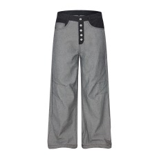 批发反穿抓痕解构原牛直筒<b class='q'>牛仔裤</b>男女美式廓形宽松阔腿裤潮