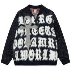 批发新款字母潮牌针织毛衣男女秋冬百搭宽松ins情侣<b class='q'>街头</b>上衣气质简约