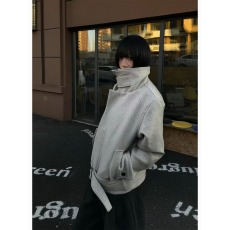 批发绑带羊毛花纱夹克<b class='q'>男</b>款冬季cleanfit可翻领毛呢外套美式正肩<b class='q'>棉衣</b>