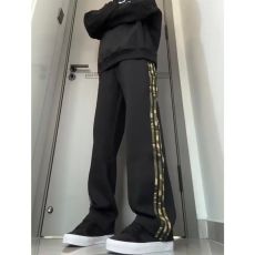 批发<b class='q'>白</b>花灰迷彩条纹<b class='q'>裤子</b>男加绒美式重磅卫裤直筒休闲运动裤