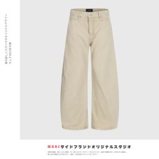 批发2025美式高街牛仔弯刀裤男春季新款高腰宽松显瘦百搭潮流阔腿裤子