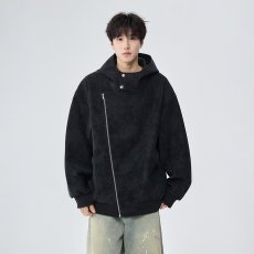 批发宽松皮衣2025秋季新款大码减龄拉链拼色连帽上衣潮流新款慵懒<b class='q'>百搭</b>