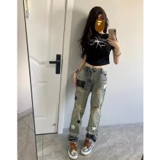 批发破洞<b class='q'>牛仔裤</b>男夏季薄款宽松直筒潮牌痞帅裤子休闲美式高街修身小脚