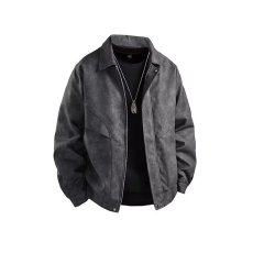 批发皮夹克外套春秋款<b class='q'>男</b>士<b class='q'>皮衣</b>2025美式复古机车翻领<b class='q'>男</b>装麂皮绒棒球服