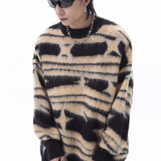 批发2025冬季新款圆领<b class='q'>条纹</b>拼色针织衫气质百搭显瘦减龄<b class='q'>打底衫</b>保暖上衣