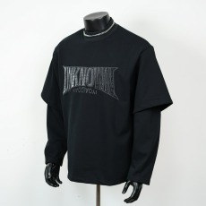 假两件小高领字母刺绣卫衣男女秋季新款美式潮流高街宽松百搭卫衣