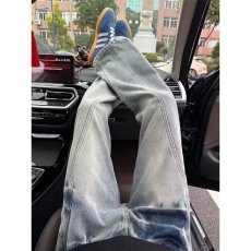 批发美式水洗做旧浅色<b class='q'>微喇</b><b class='q'>牛仔裤</b>女秋冬季设计感小众显瘦阔腿长裤ins