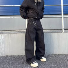 批发美式复古水洗<b class='q'>牛仔裤</b>男款直筒宽松弯刀阔腿痞帅高级感裤子潮流百搭