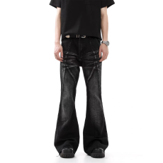 批发美式高街嘻哈直筒显瘦<b class='q'>牛仔裤</b>时髦拖地长裤男女潮阔腿裤小众潮