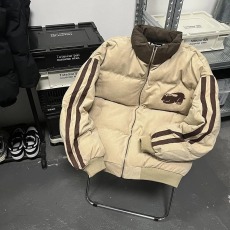 批发美式复古立领刺绣加厚棉服男女情侣款潮牌宽松面包服外套