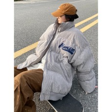 批发美式灯芯绒刺绣立领棉服男女潮牌宽松面包服情侣外套<b class='q'>棉衣</b>