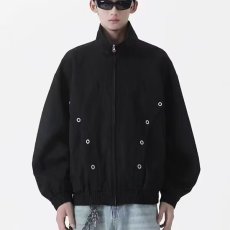 批发美式复古立领工装飞行员<b class='q'>夹克</b>男女情侣装潮牌拉链设计感棒球服外套