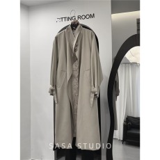 批发卡其色风衣女中长款春秋季茧型气质休闲大码立领<b class='q'>通勤</b>外套廓形大衣