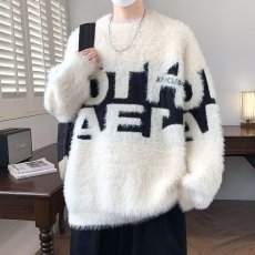 批发青少年提花毛衣男生圆领加厚<b class='q'>秋冬</b>季新款宽松阔版打底衫针织外套潮