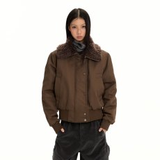 批发<b class='q'>潮</b>流新款翻领毛领截短廓形宽松防水外套冬季女时尚飞行员夹克棉<b class='q'>服</b>