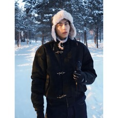 批发黑色解构毛领座山雕情侣棉服男冬季加厚保暖棉衣外套美式短款<b class='q'>夹克</b>