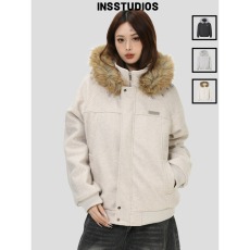 批发美式复古<b class='q'>潮</b>流毛领连帽棉衣男女情侣款冬季加厚保暖呢子棉衣<b class='q'>服</b>外套