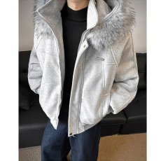 批发美式复古<b class='q'>潮</b>流毛领连帽棉衣男女情侣款冬季加厚保暖呢子棉衣<b class='q'>服</b>外套