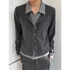 批发简约潮流<b class='q'>秋冬</b>季新款假两件拼接打底上衣polo领宽松洋气针织衫毛衣