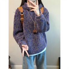 批发莫奈紫毛绒绒针织卫衣男款<b class='q'>秋冬</b>季懒惰松弛感连帽衫高级感情侣外套