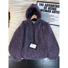 莫奈紫扎染提花卫衣男款冬季加厚美式复古cleanfit高级感针织外套