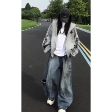 批发复古水洗牛仔裤男秋冬季美式高街宽松直筒裤子阔腿休闲<b class='q'>长裤</b>