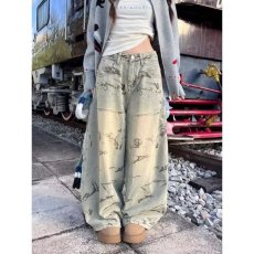 批发vibe废土风做旧脏洗大阔腿弯刀牛仔裤男潮牌巴黎痞帅宽松拖地<b class='q'>长裤</b>