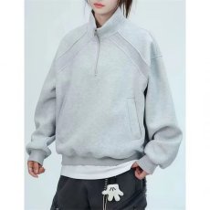 批发港风重磅半拉链立领卫衣<b class='q'>男</b>2025新款纯色cleanfit休闲<b class='q'>polo</b><b class='q'>衫</b>上衣