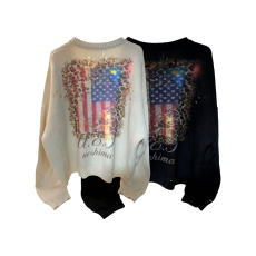 2026秋冬季新款时尚绣花开衫正肩毛衣美式情侣款潮牌百搭针织衫