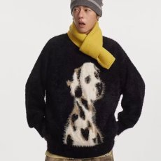 日系气质潮流美式复古仿貂毛斑点狗圆领毛衣男女秋针织衫外套新款