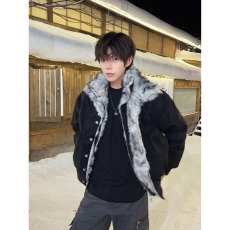 批发羊羔绒毛棉袄男士冬季2025新款加厚加绒无帽棉衣冬装情侣棉服外套