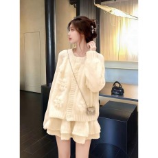 批发法式甜美氛围感软糯针织衫外套女2025冬季新款时尚气质高级感<b class='q'>毛衣</b>