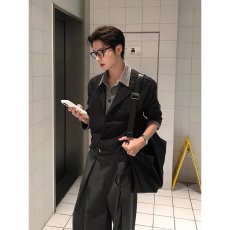 批发MRCYC高级感痞帅<b class='q'>休闲</b><b class='q'>衬衫</b><b class='q'>男</b>士春季宽松长袖<b class='q'>衬衫</b>韩系潮流正装内搭