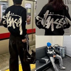 批发美式字母提花圆领宽松针织<b class='q'>毛衣</b>帅气韩版秋冬新款针织衫男女情侣款