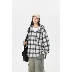批发时尚港味格子连帽<b class='q'>衬衫</b>外套<b class='q'>男</b>女春秋季2025年新宽松慵懒风<b class='q'>休闲</b>上衣