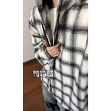 批发时尚港味格子连帽<b class='q'>衬衫</b>外套<b class='q'>男</b>女春秋季2025年新宽松慵懒风<b class='q'>休闲</b>上衣