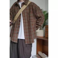 批发秋冬日系格子<b class='q'>衬衫</b><b class='q'>男</b>女毛呢料宽松寸衣学院风<b class='q'>休闲</b>简约长袖<b class='q'>衬衣</b>外套