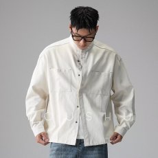 批发2025秋季潮流亨利领衬衫<b class='q'>外套</b><b class='q'>男</b>士简约宽松高级感百搭休闲<b class='q'>夹克</b>上衣