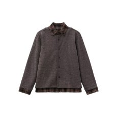 批发春秋美式复古假两件拼接衬衫领针织衫<b class='q'>开衫</b>外套<b class='q'>男</b>潮牌休闲帅气上衣