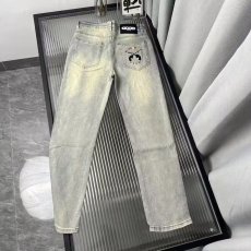批发2026春秋款浅色潮牌刺绣<b class='q'>弹力</b>修身小脚牛仔长裤男痞帅百搭小直筒裤