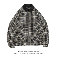 批发立体感黑白小香风扎染外套男春秋款2025<b class='q'>新款</b>高级感轻熟风呢子<b class='q'>夹克</b>