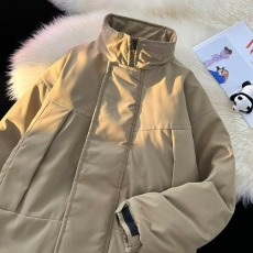 批发日系复古简约机能风立领棉衣<b class='q'>男</b>潮牌宽松百搭防风情侣保暖棉袄