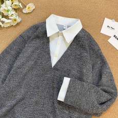 批发undercover假两件长袖<b class='q'>T</b><b class='q'>恤</b>新款经典男V领休闲百搭汗衫潮流拼接上衣