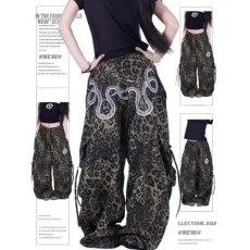 美式复古蛇印花帅气街头超大宽松夏季2025新款街舞运动裤工装裤子