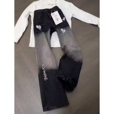 美式复古vibe裤子春秋季高街高腰渐变黑牛仔裤男款微喇修身直筒裤