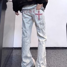 批发设计感微喇<b class='q'>牛仔裤</b><b class='q'>男</b>女cleanfit美式高街vibe喇叭<b class='q'>修身</b>工装裤子冬季