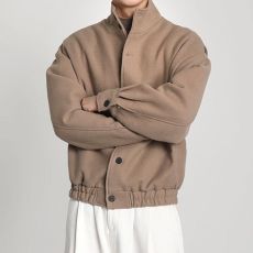 批发2024新款春秋季高级感立领毛呢外套<b class='q'>男</b>韩版潮流<b class='q'>夹克</b>ins痞帅