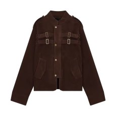 批发美式复古cleanfit拼接设计仿麂皮高级感<b class='q'>夹克</b><b class='q'>男</b>女短宽早秋外套